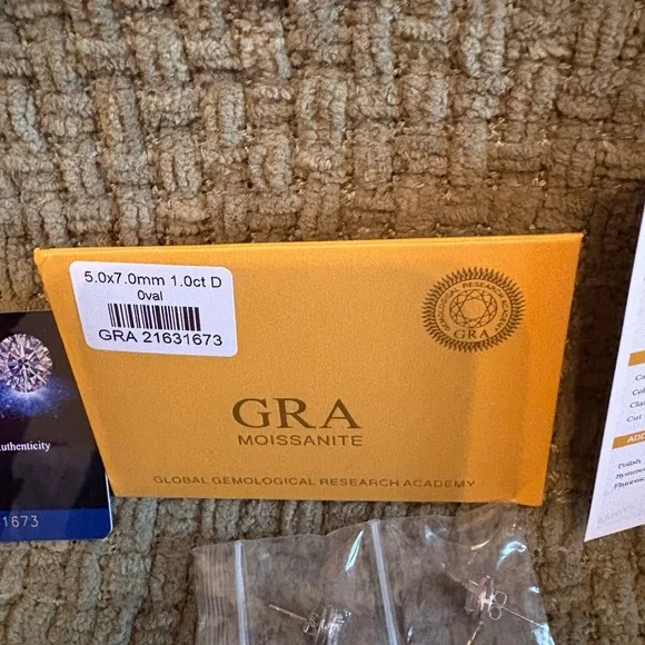 Two ct. Moissanite Oval earrings set in sterling silver $270 with GRA & COA NEW